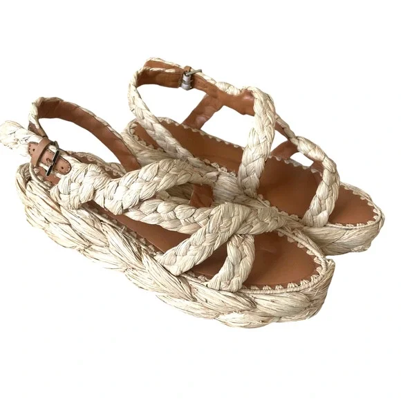 CLERGERIE Antona Size 41/US 10.5 Raffia Espadrille Slingback Platform Sandal NEW